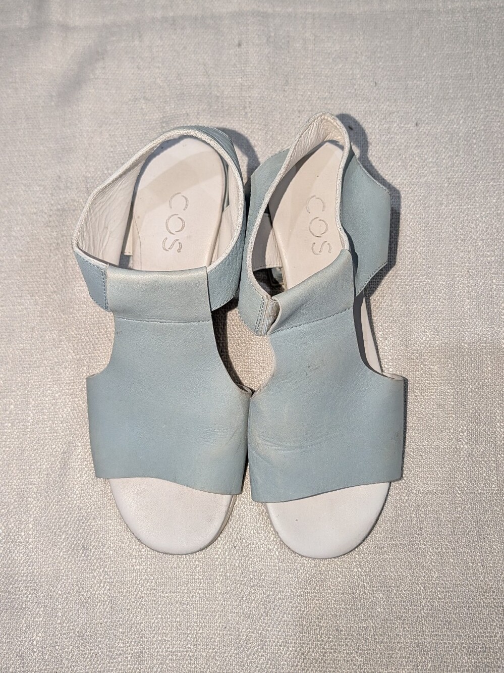 COS Light Blue Leather Open-Toe Sandals